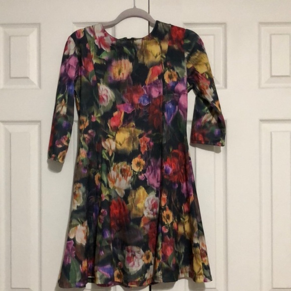 Zara 3/4 sleeve‎ watercolor floral dress women’s size medium